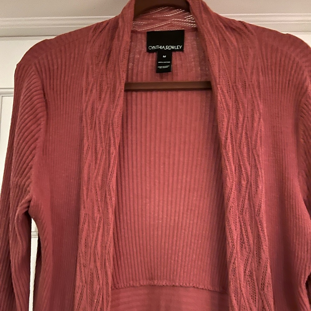 Cynthia Rowley rusty Brick orange color open front cardigan size M